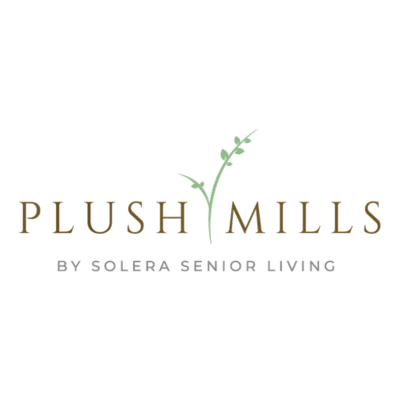 Plush Mills logo - Links to Plush Mills homepage - "by Solera Senior Living"